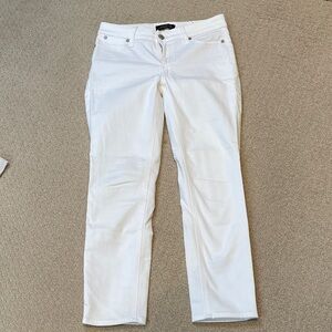 Petite size white slim ankle jeans
